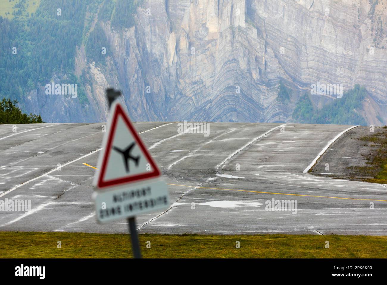 Altiport, LFHU, airfield at 1840 metres altitude in the French Alps, steep runway with 48 metre