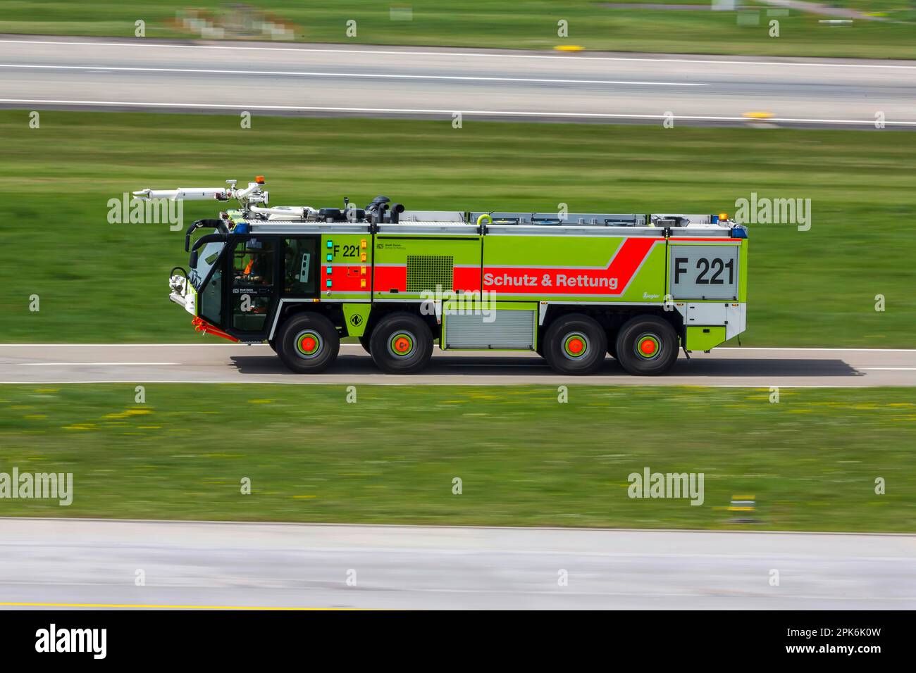 Airport fire brigade vehicle, ZRH Airport, Zurich, Switzerland Stock Photo