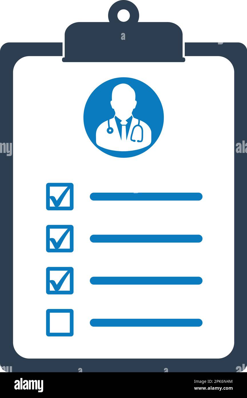 Medical Test Report Icon on clipboard symbol. Flat style vector EPS
