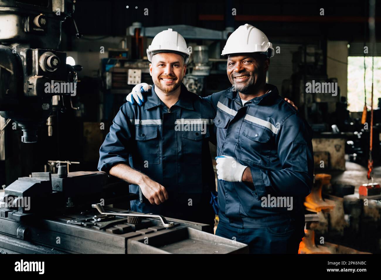 Professional worker working at manufacturing plant factory Stock Photo