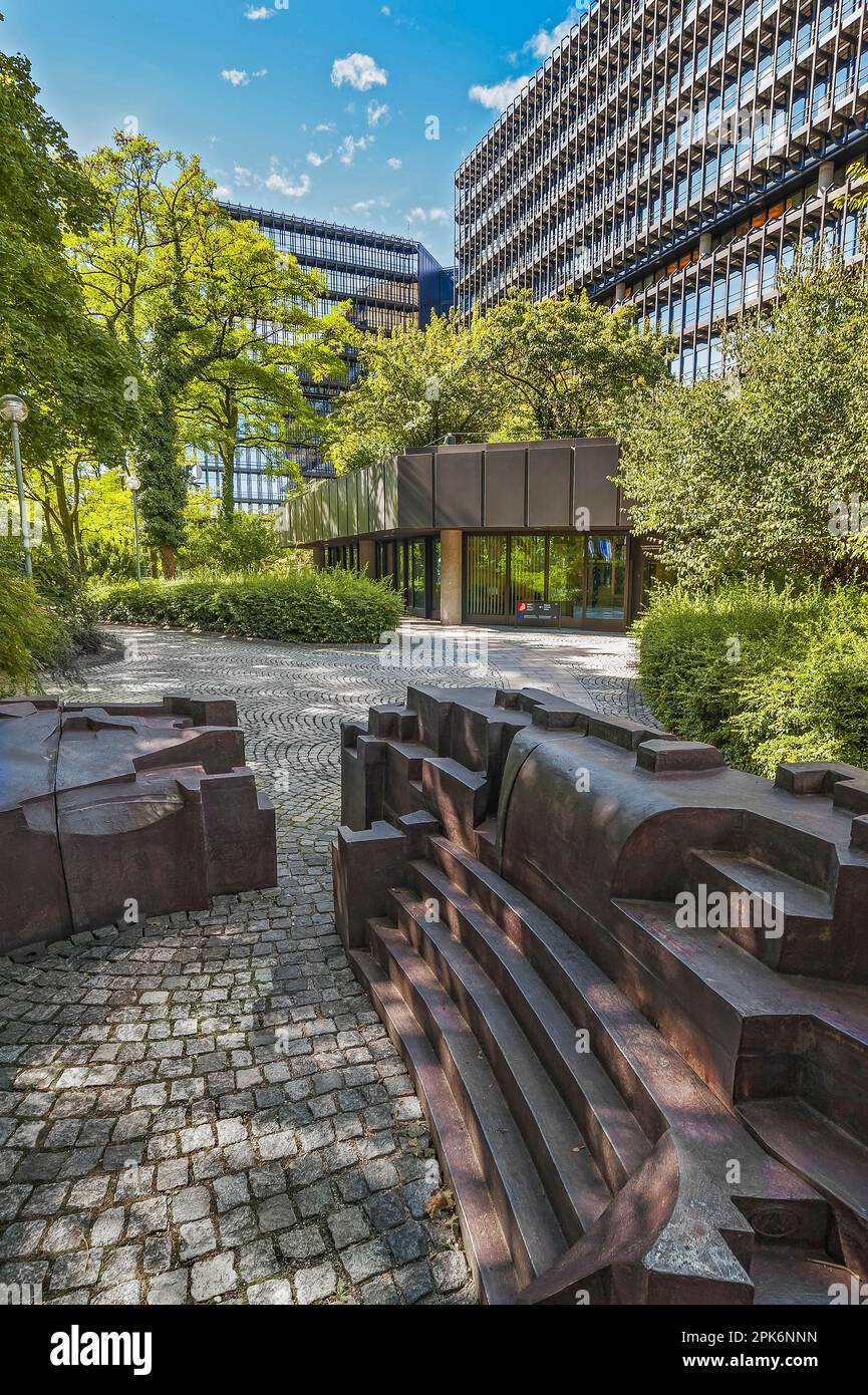 Artwork by Eduardo Paolozzi, Camera, at the entrance of the European Patent Office, Munich, Bavaria, Germany Stock Photo