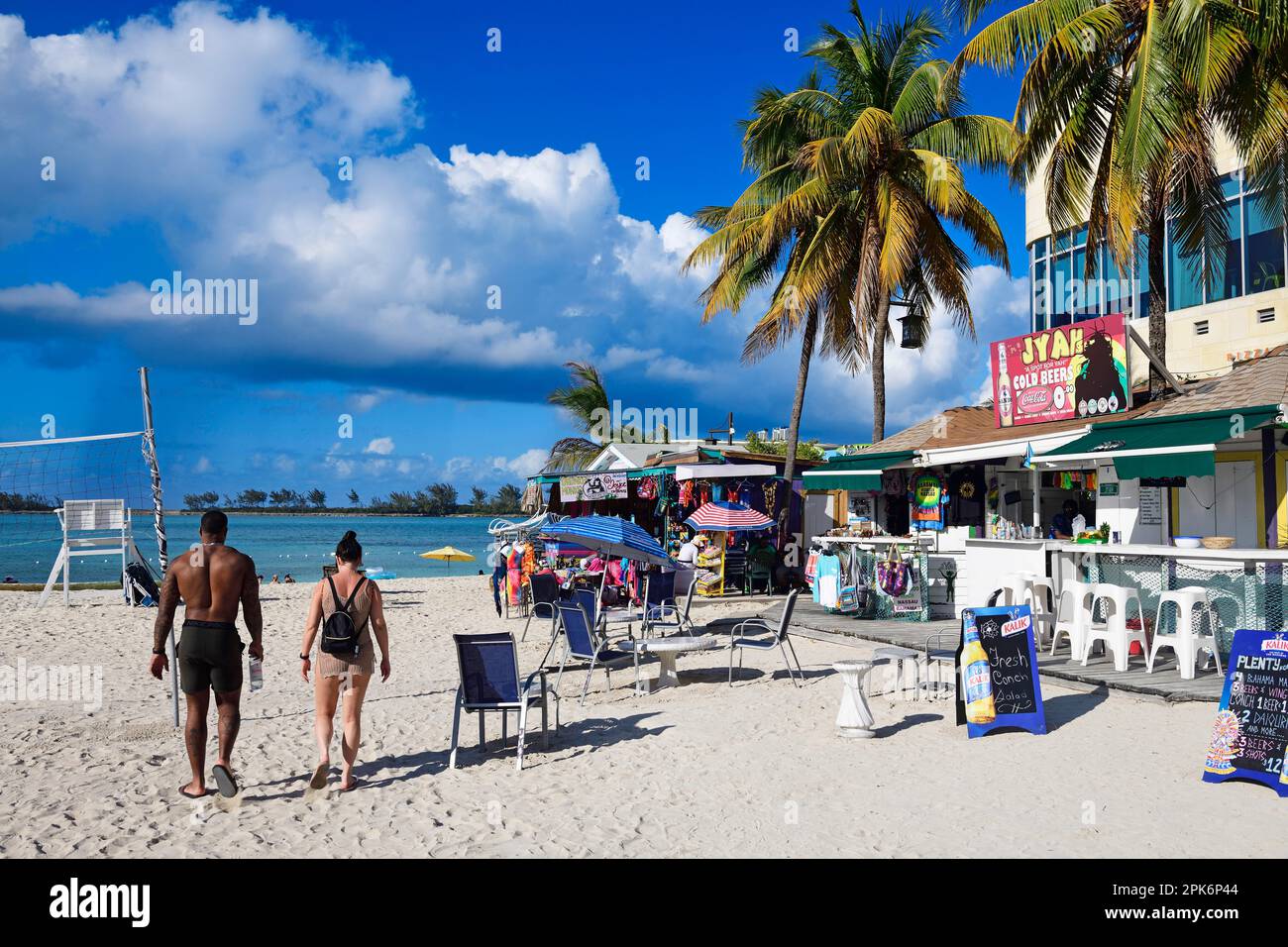 Cocktail Bars at Junkanoo Beach, Nassau, New Providence, Bahamas Stock Photo