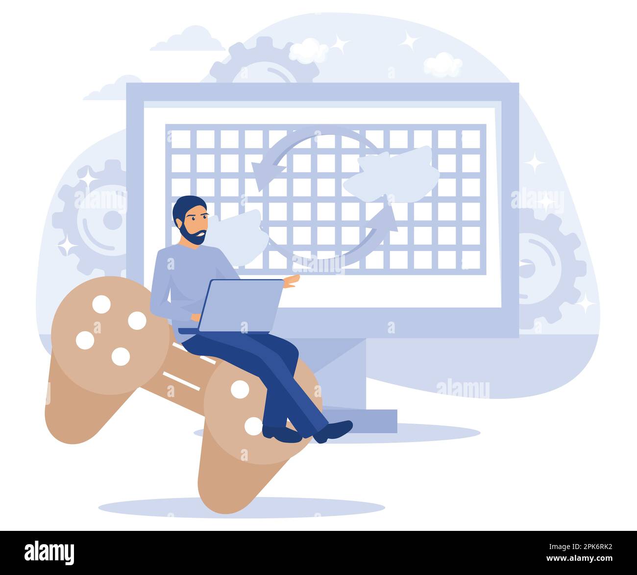 Programming team concept, Computer games, virtual world and IoT ...