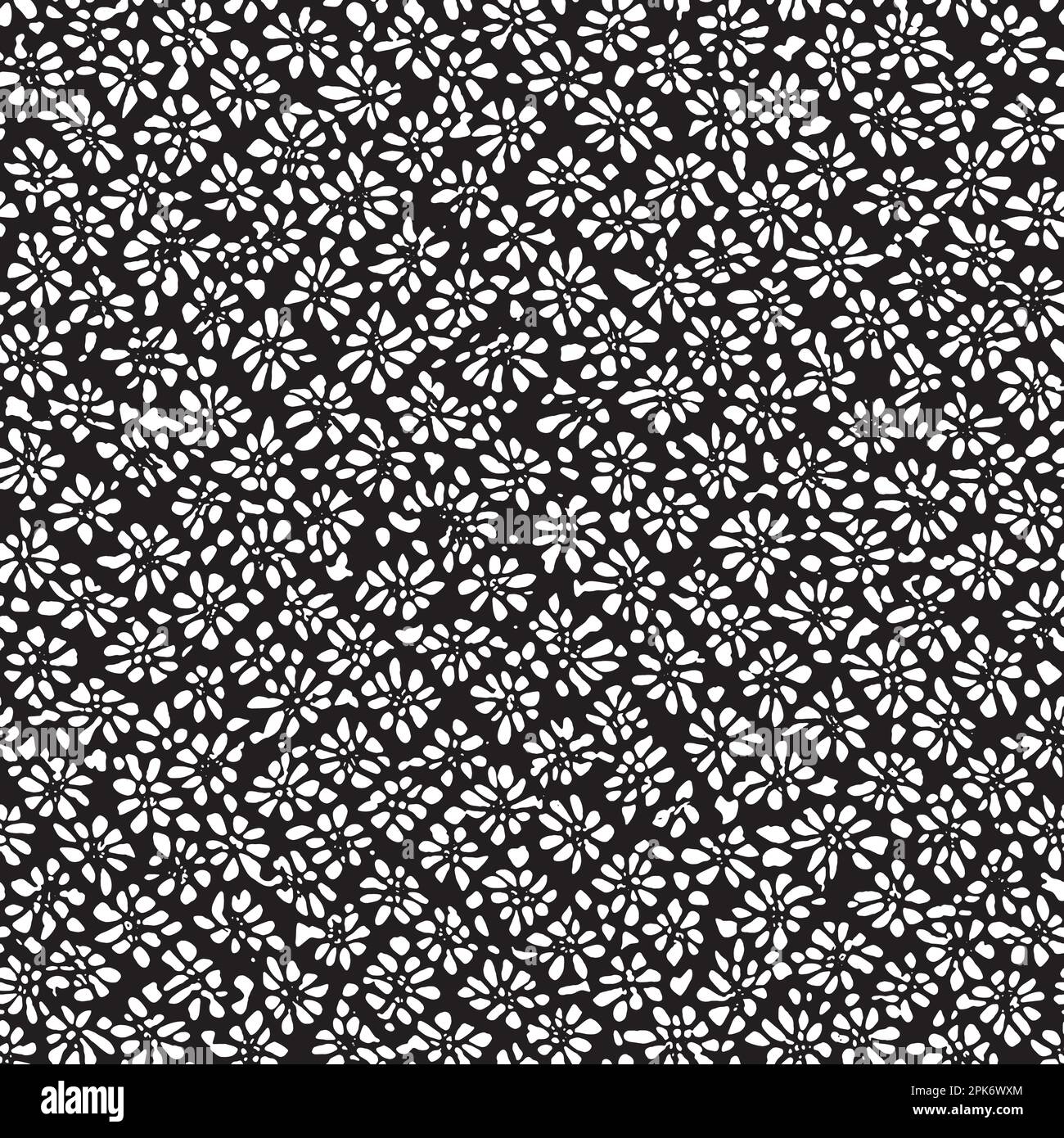 Stamped Batik floral seamless pattern. Vector illustration background Stock Vector