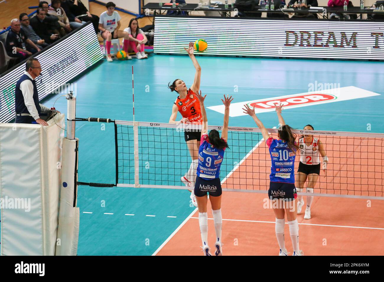 Pala Igor Gorgonzola, Novara, Italy, April 05, 2023, Spike of Tijana Boškovic  during  Semifinal - Igor Gorgonzola Novara vs Eczacibasi Dynavit Istanb Stock Photo