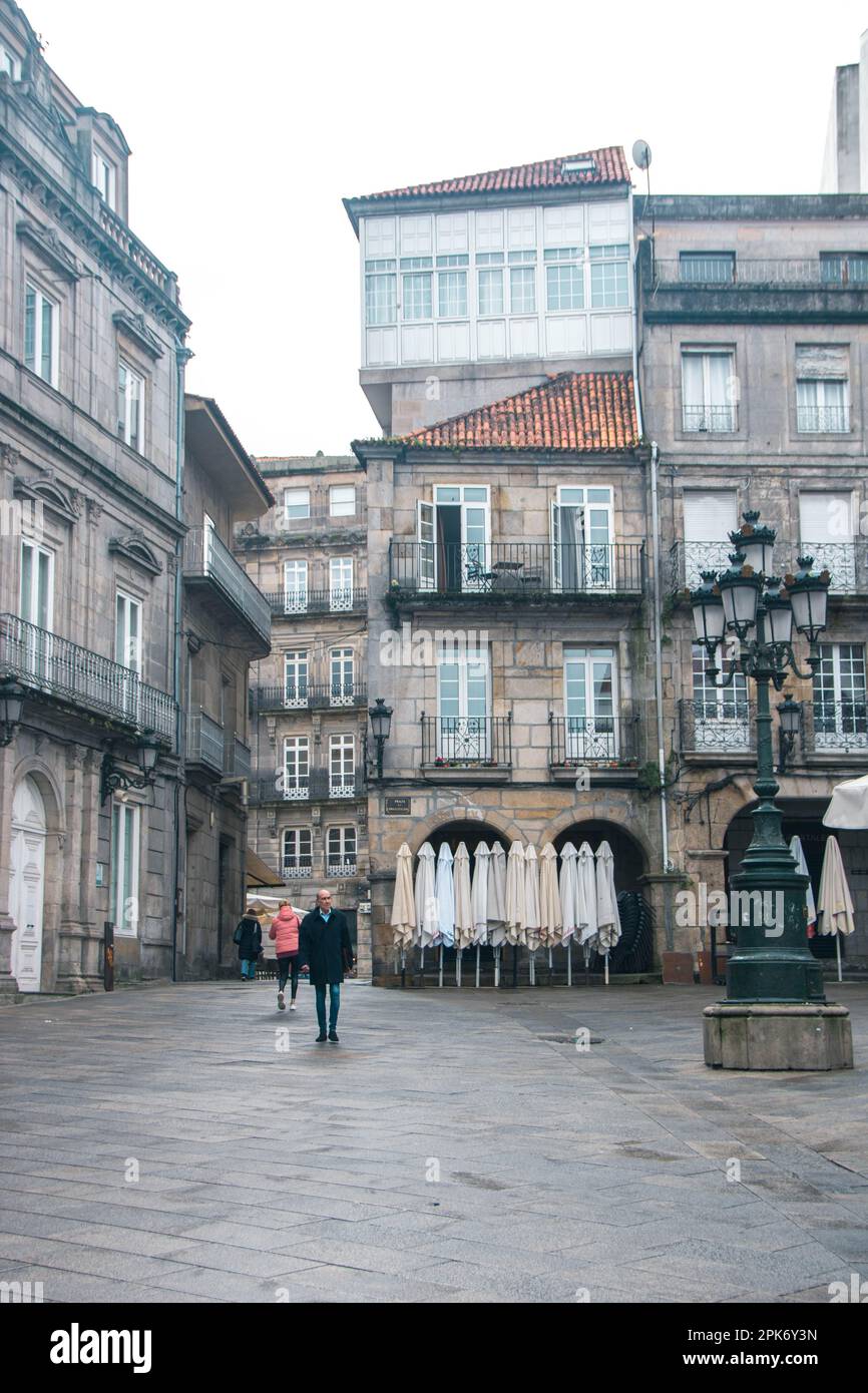 At Vigo, Spain,  on february 2022, historic center of the beautiful town in Galicia Stock Photo