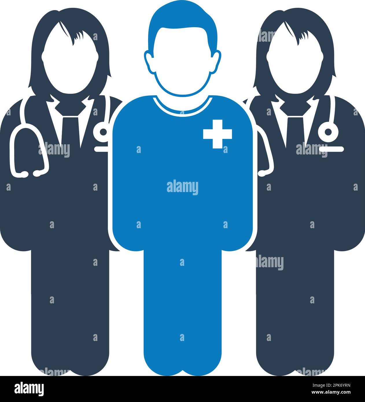 Medical Team Icon. With Doctor and patient symbols. Flat style vector