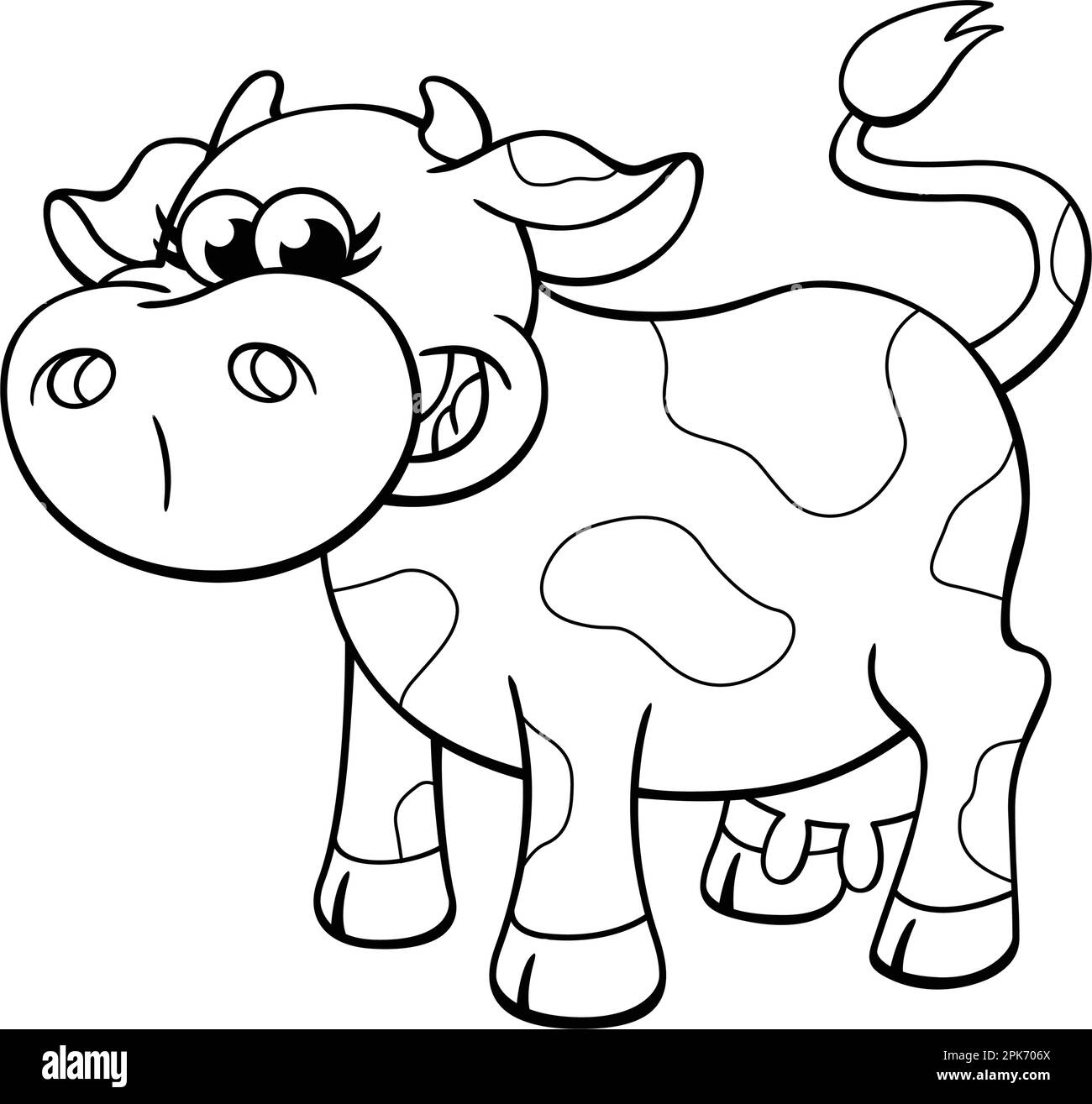 Cute smiling cartoon farm cow for coloring colouring in book image ...