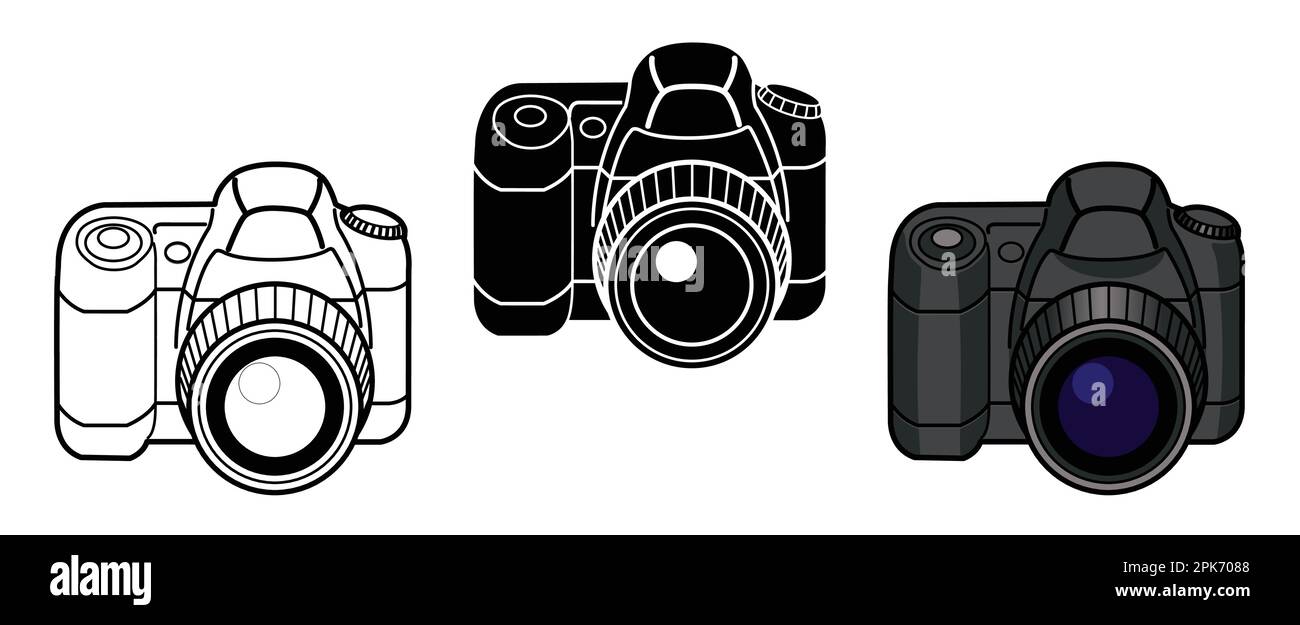 simple cartoon camera illustration dark gray black slr dslr digital