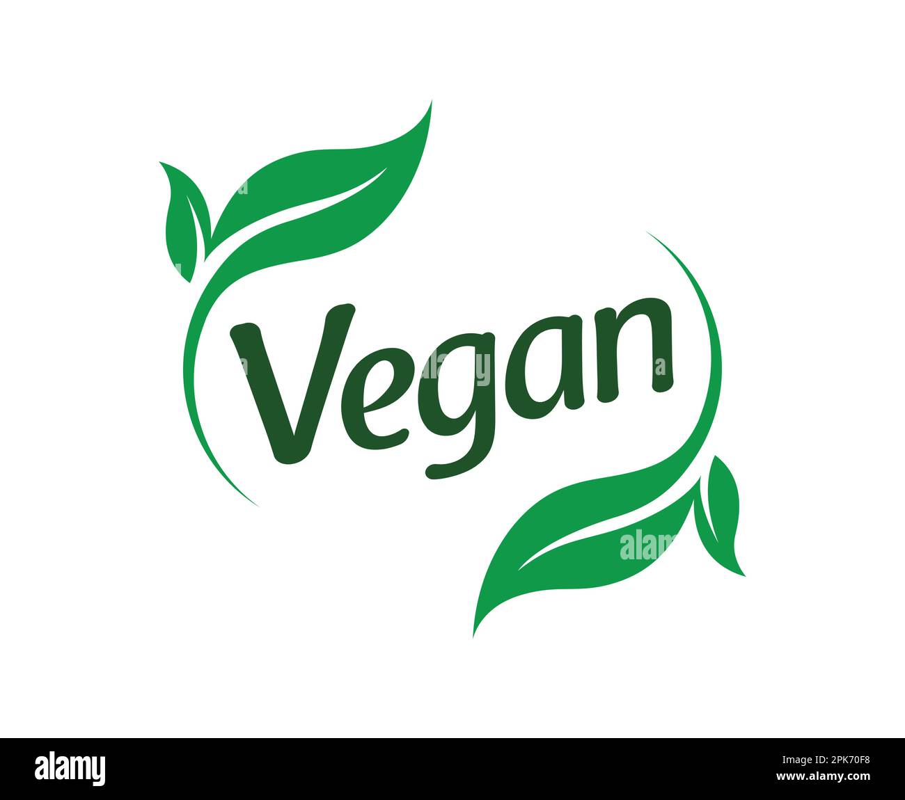 stylish green vegan vegetarian twin leaf logo symbol icon vector
