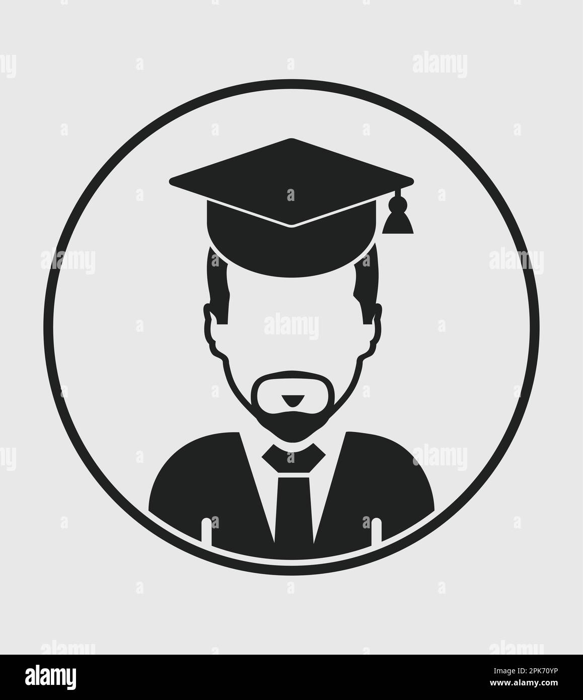 Male graduate student profile icon with gown and cap. Flat style vector EPS. Stock Vector