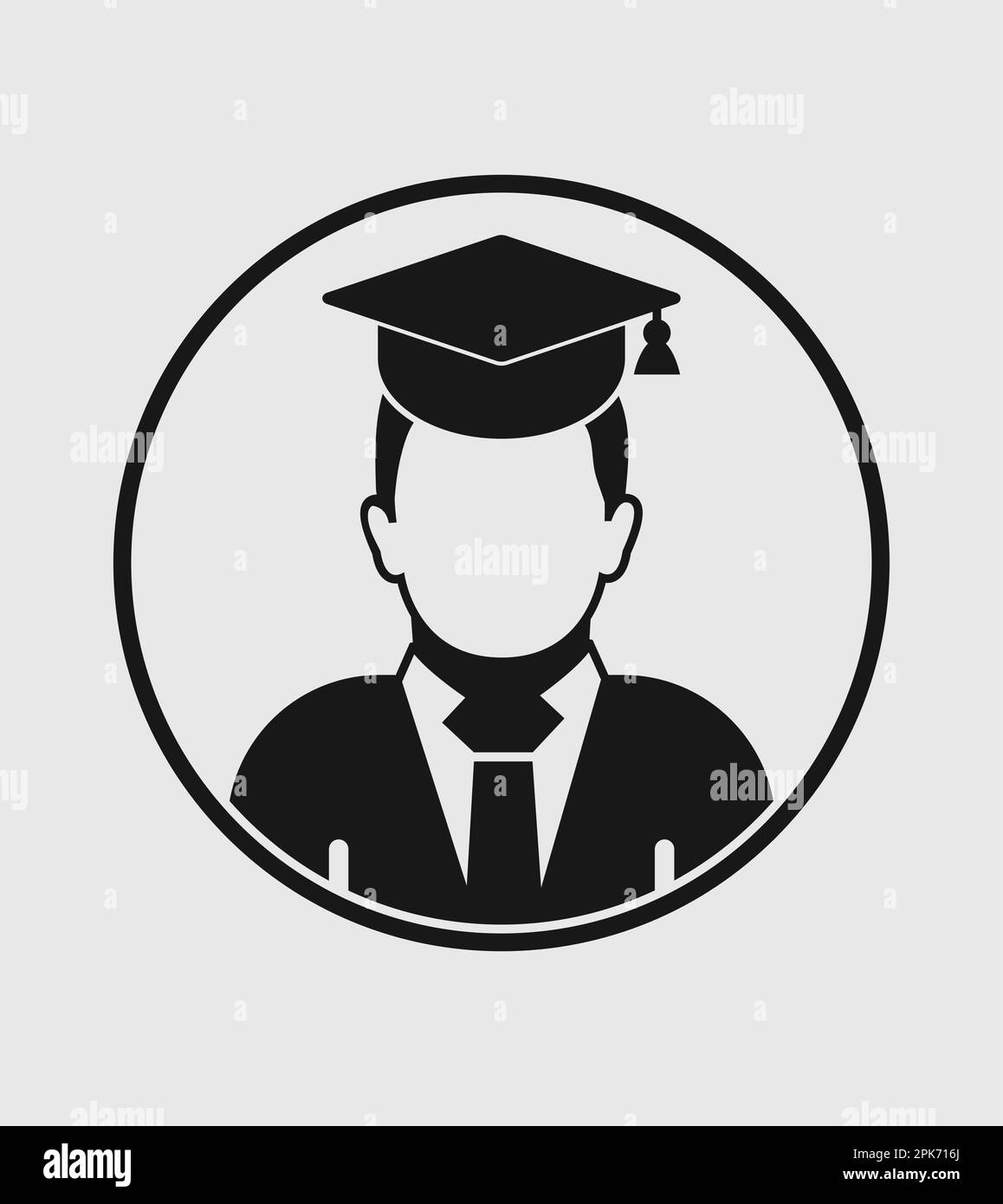 Male graduate student profile icon with gown and cap. Flat style vector EPS. Stock Vector