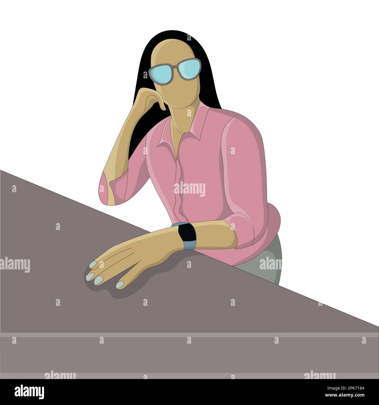 Flat design of a sitting girl Stock Vector Image & Art - Alamy