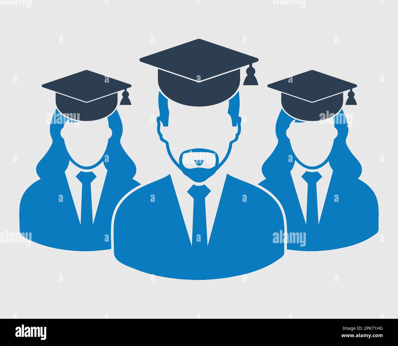 Graduate Student Team Icon. Male and female symbols with cap on head ...