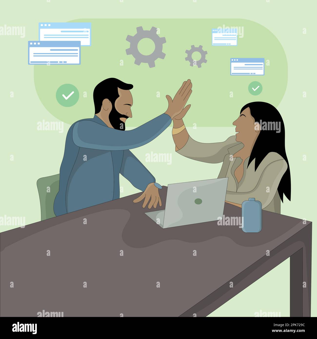 Flat design of a sitting man and woman Stock Vector Image & Art - Alamy