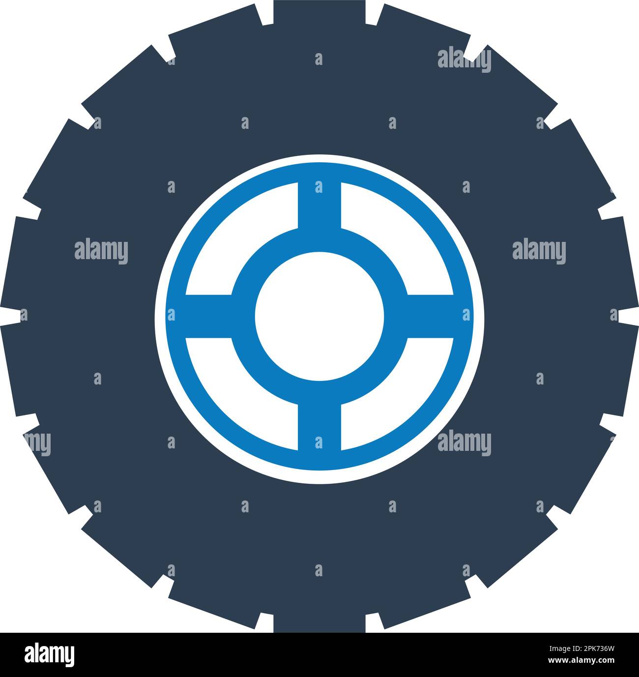 Car Tire and Wheel Icon. FLat style vector EPS. Stock Vector