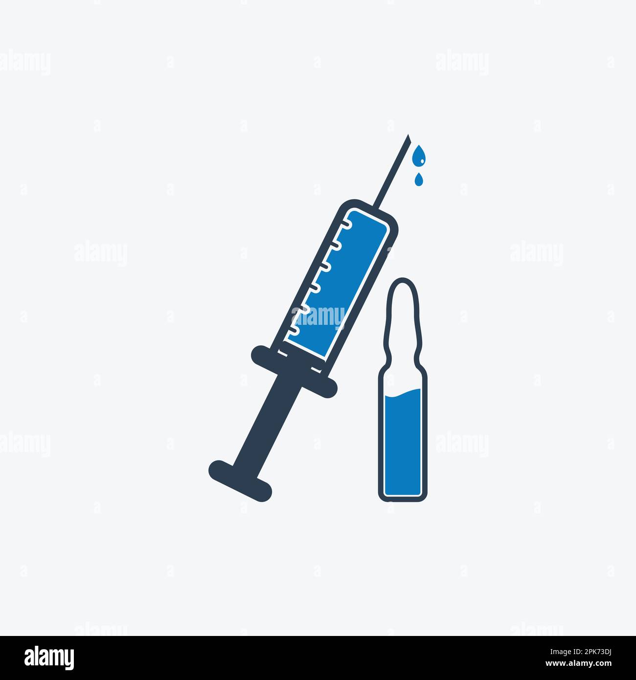 Vaccine Icon with ampule and injection sign. Editable Vector EPS Symbol
