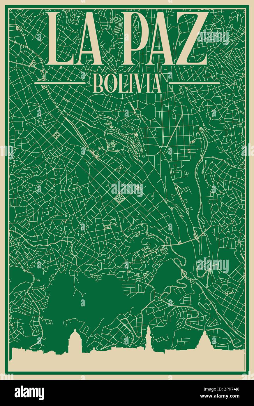 Road network poster of the downtown LA PAZ, BOLIVIA Stock Vector Image & Art Alamy
