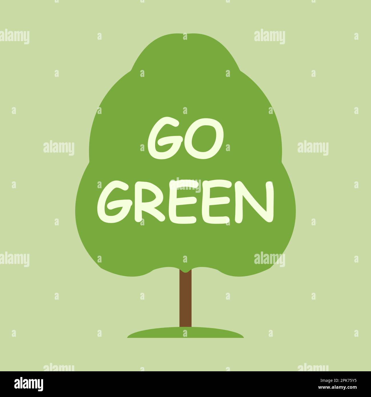 Green tree with lettering Go Green. Poster, card, label, and banner ...