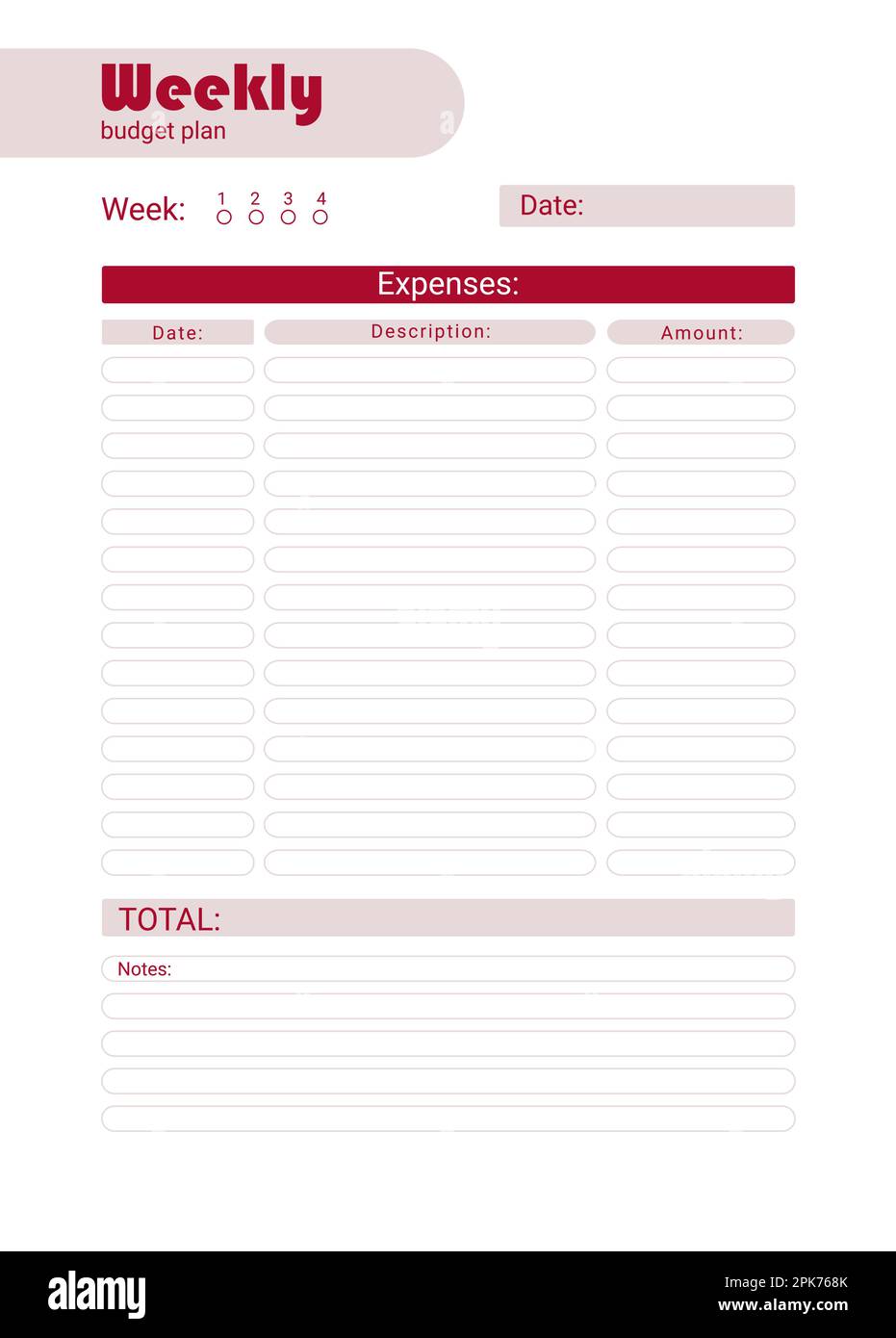 Budget planner page design template with Dandelion print. Monthly