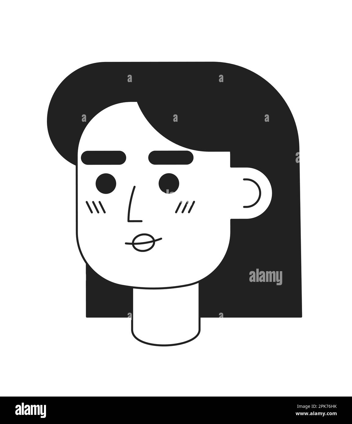 Confident smiling woman monochromatic flat vector character head Stock Vector