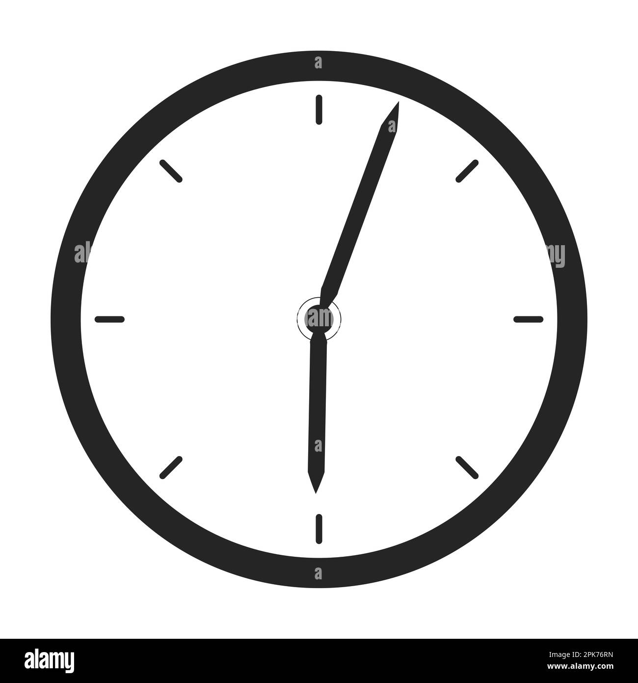 Minimalistic wall clock dial monochrome flat vector object Stock Vector
