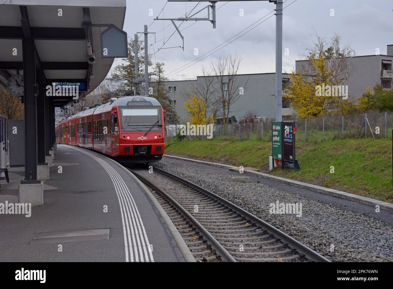 The Uetliberg mountain railway approaching Triemli station, Zurich