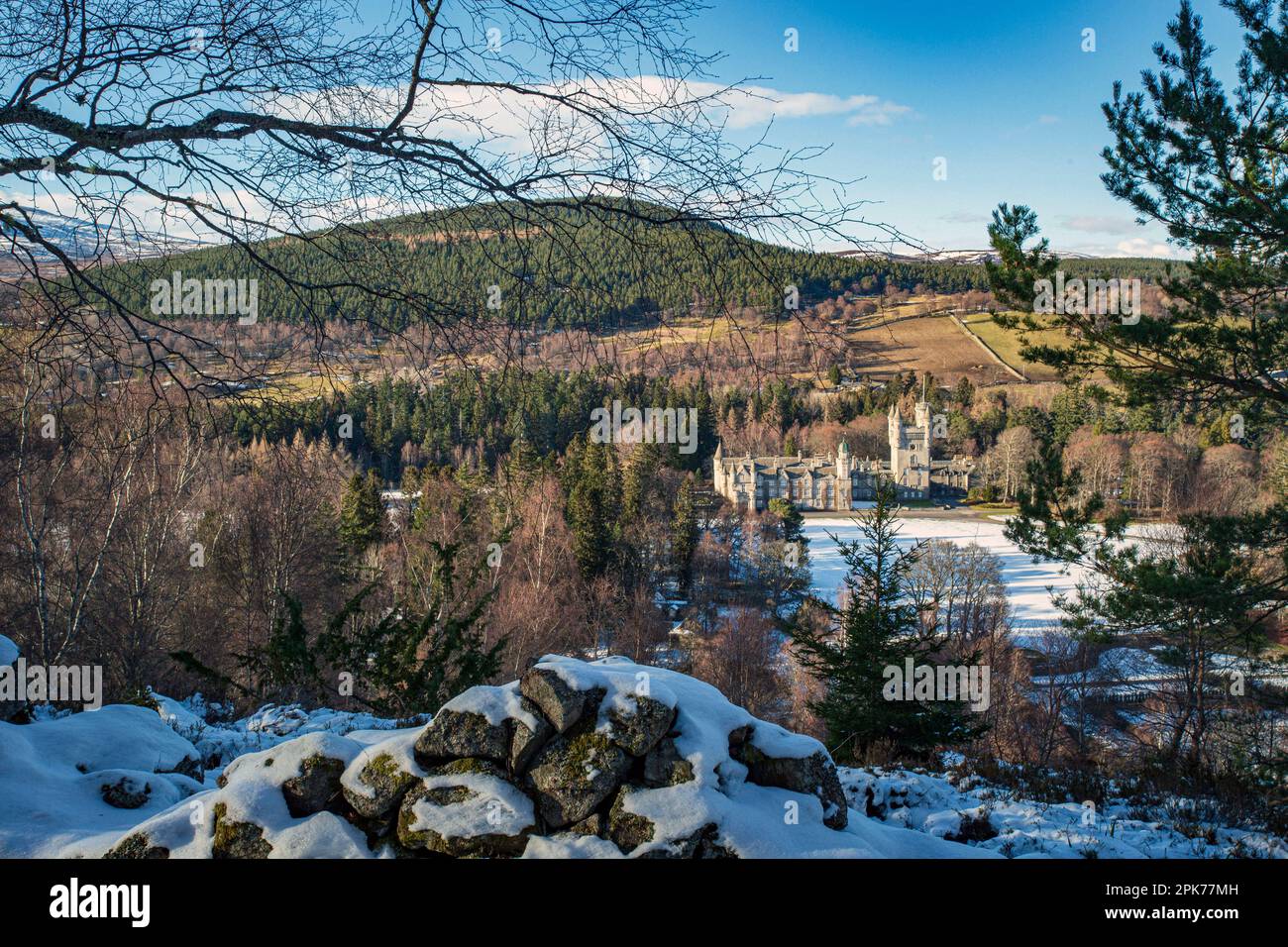 Aerial view of Balmoral Castle, owned by the royal family, near