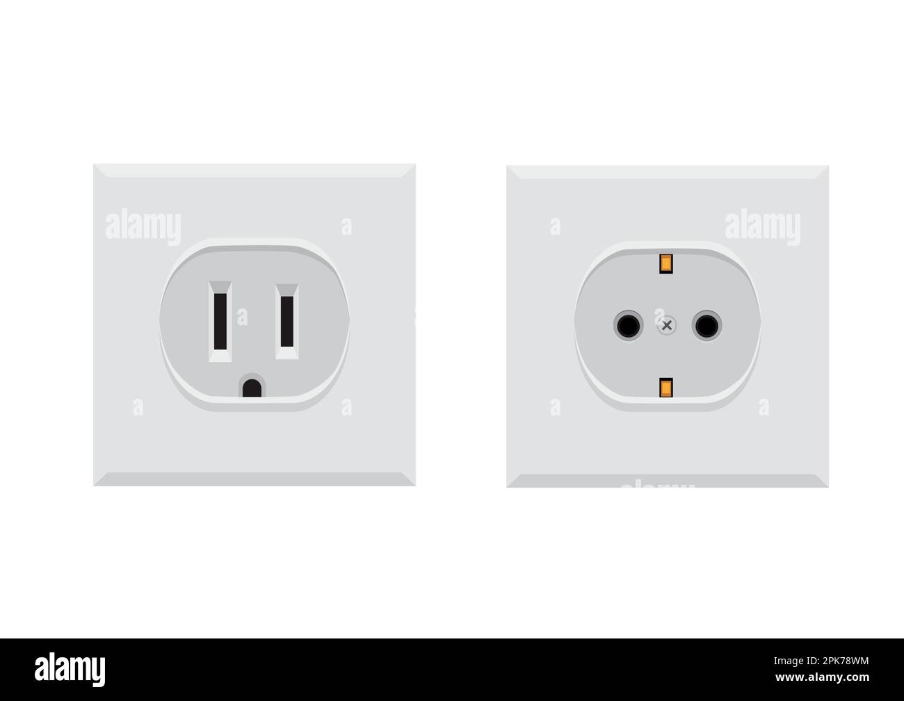 American and European electrical outlet socket set Stock Vector Image