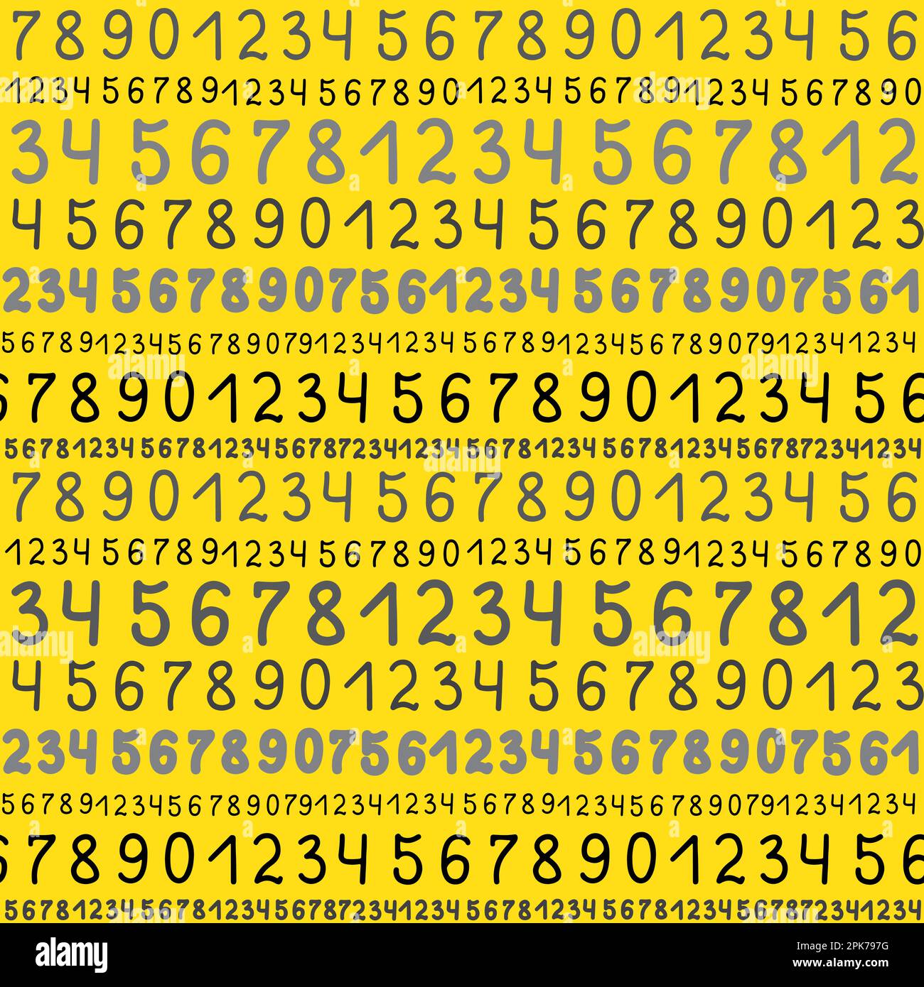 Seamless pattern with lined up numbers on yellow background Stock Vector