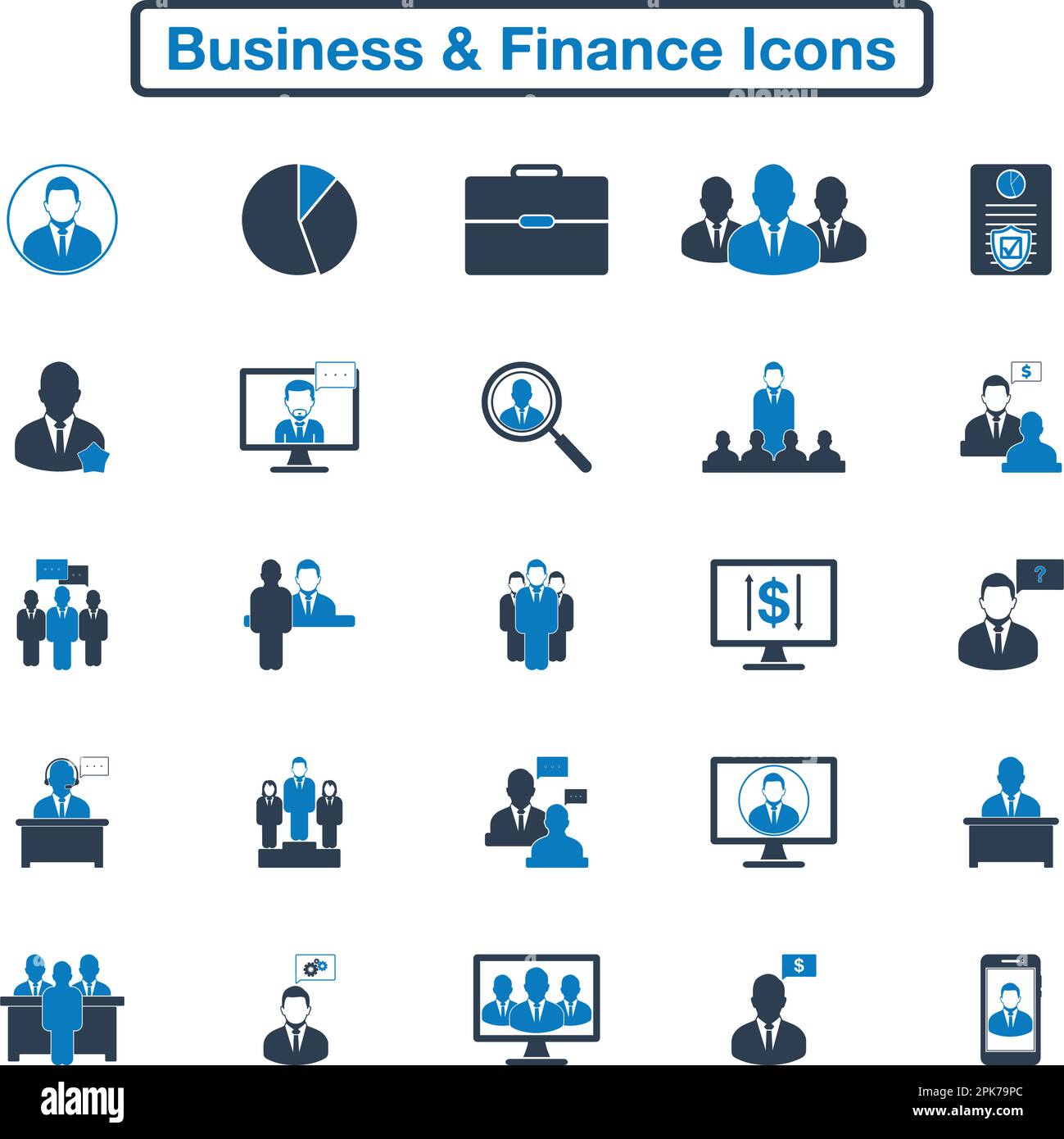 Business and finance icon set. Flat style vector EPS. Stock Vector