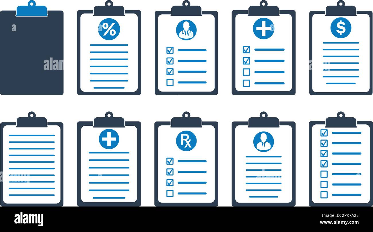 Clipboard Icon set. Flat style vector EPS. Stock Vector