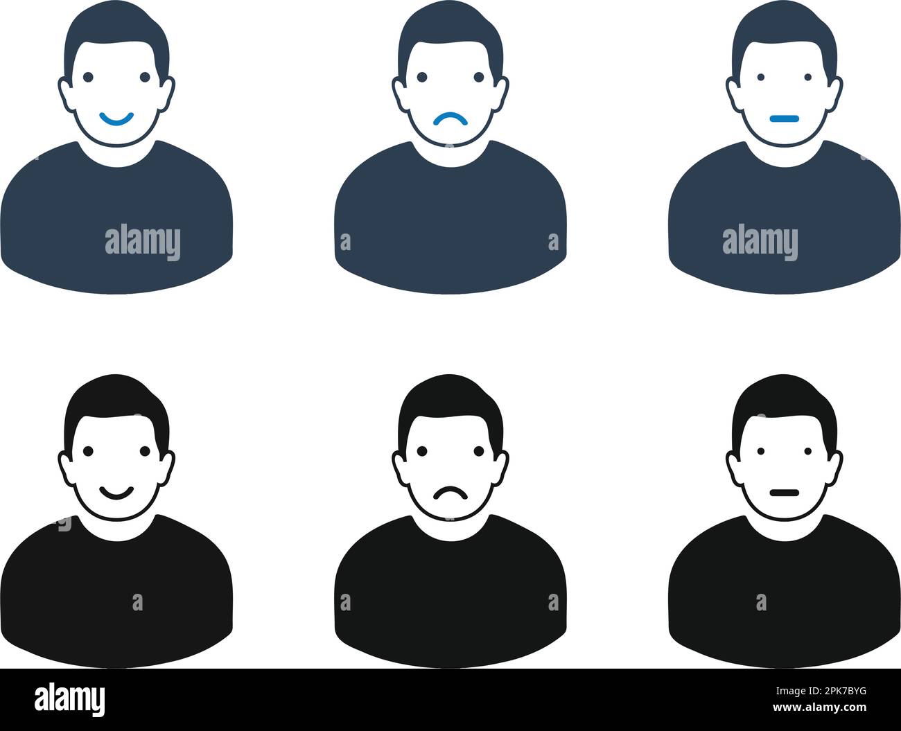 Emotional Face Reaction Icon Set. Flat style vector EPS Stock Vector
