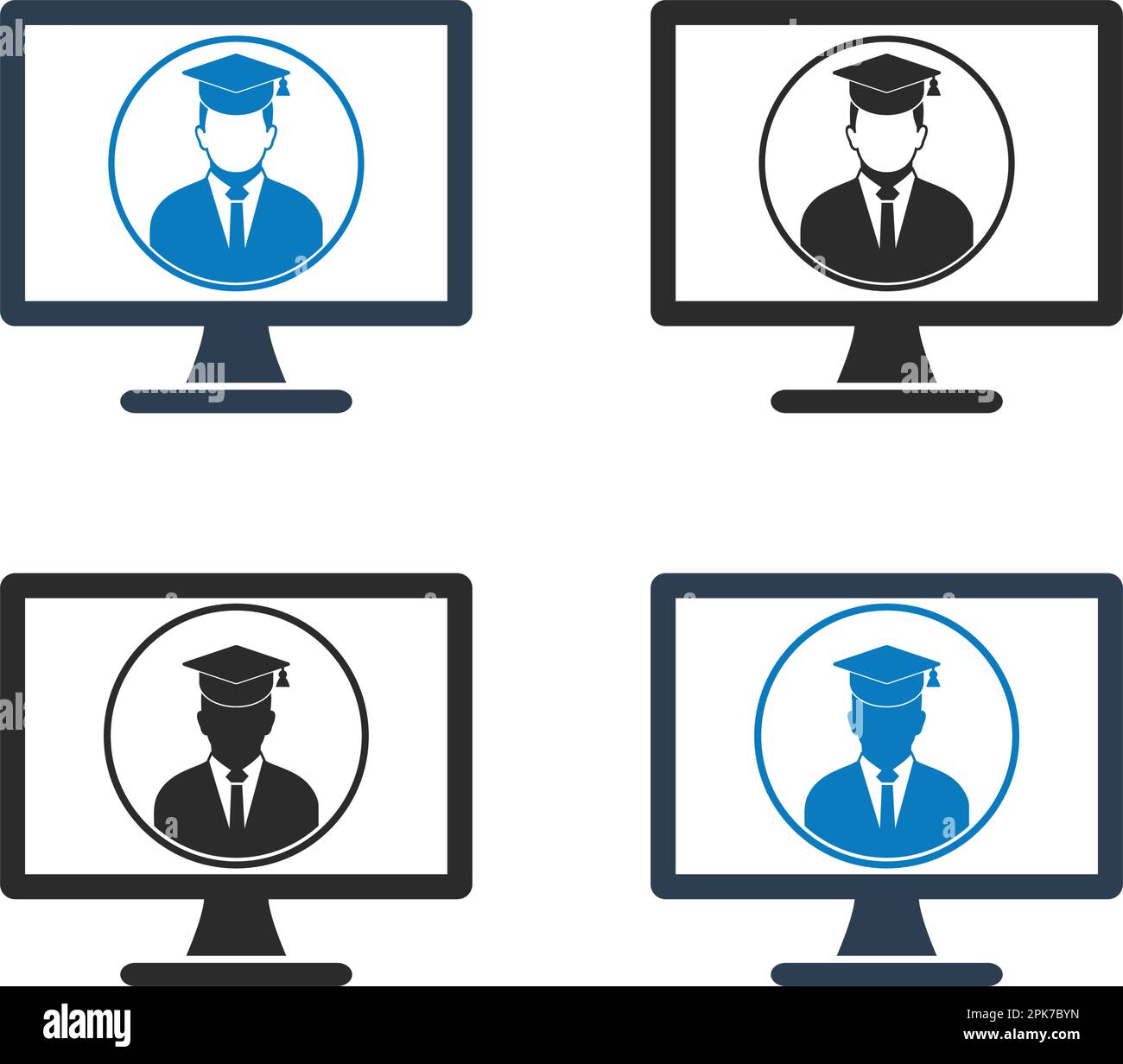 Online Learning Icon Set. Flat style vector EPS Stock Vector Image ...
