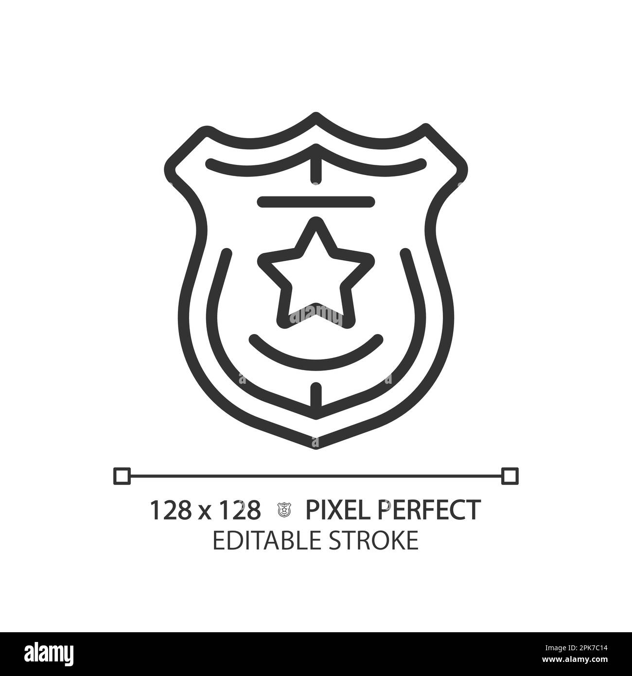 Law enforcement pixel perfect linear icon Stock Vector