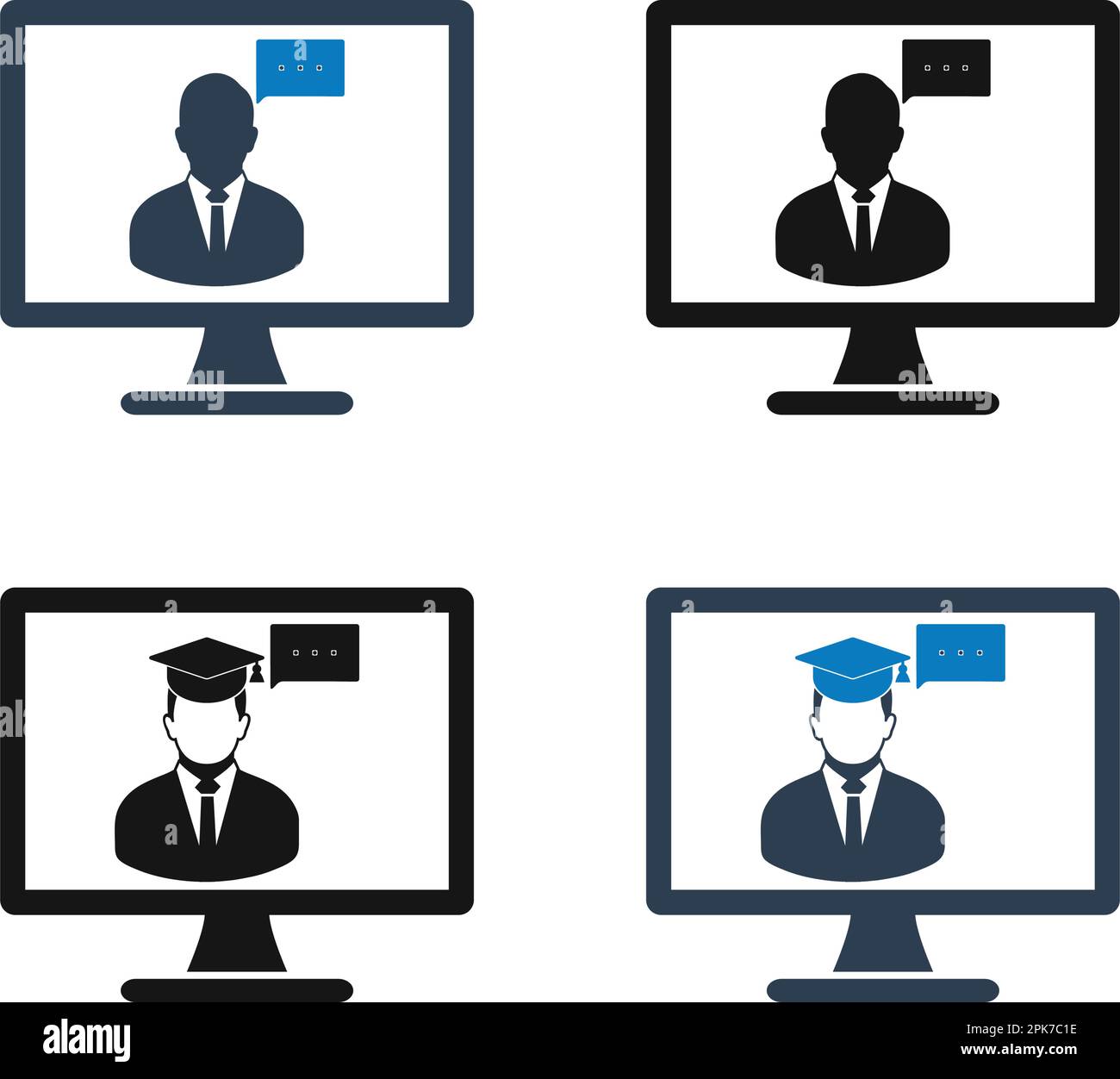 Online Learning Icon Set. Flat style vector EPS Stock Vector Image ...