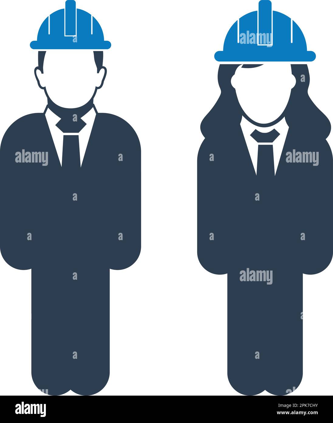 Standing  Engineer Couple Icon. Flat style vector EPS. Stock Vector