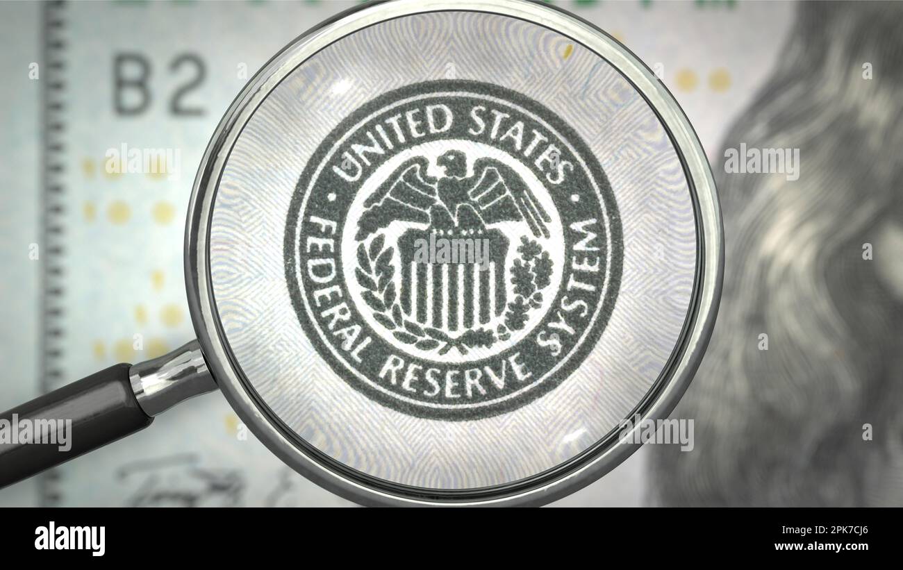 US Federal Reserve - The FED under the magnifying glass Stock Photo