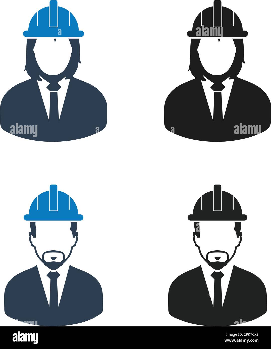 Engineer, Worker Icon Set. Flat style vector EPS. Stock Vector