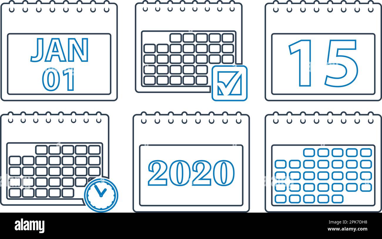 Calendar Icon set. line style vector EPS Stock Vector