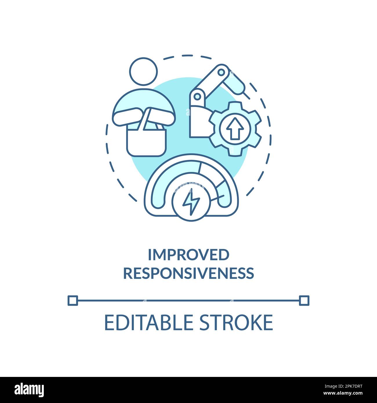 Improved responsiveness turquoise concept icon Stock Vector