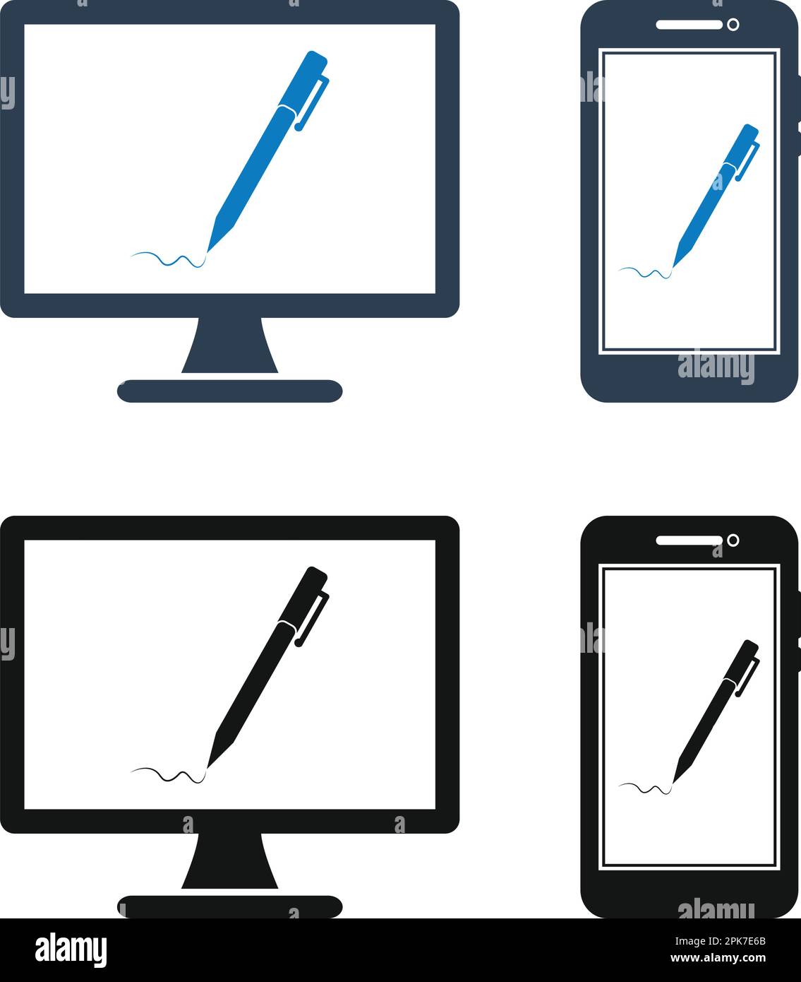 Online Learning Icon Set. Flat style vector EPS Stock Vector Image ...