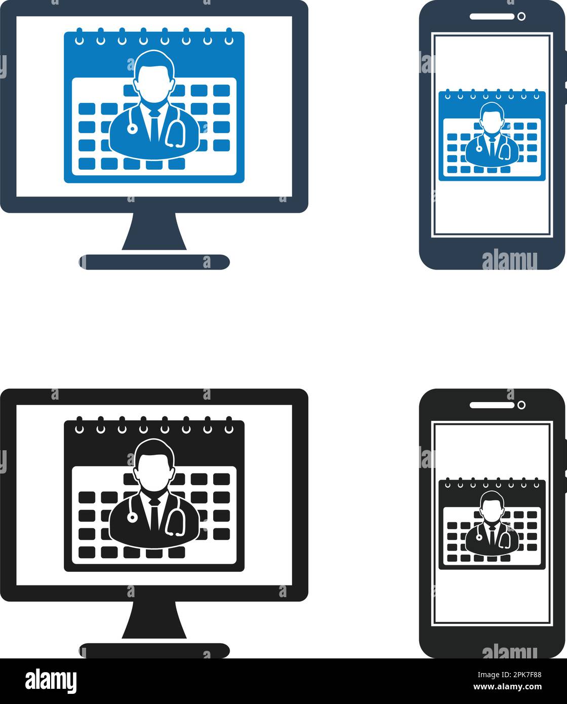 Online Doctor Schedule Icon set. Flat style vector EPS Stock Vector ...