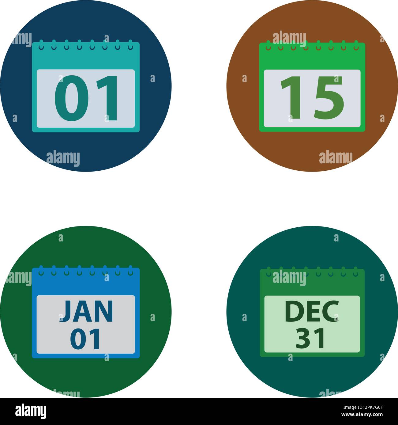 Calendar Icon Set. Button style vector EPS Stock Vector Image & Art - Alamy