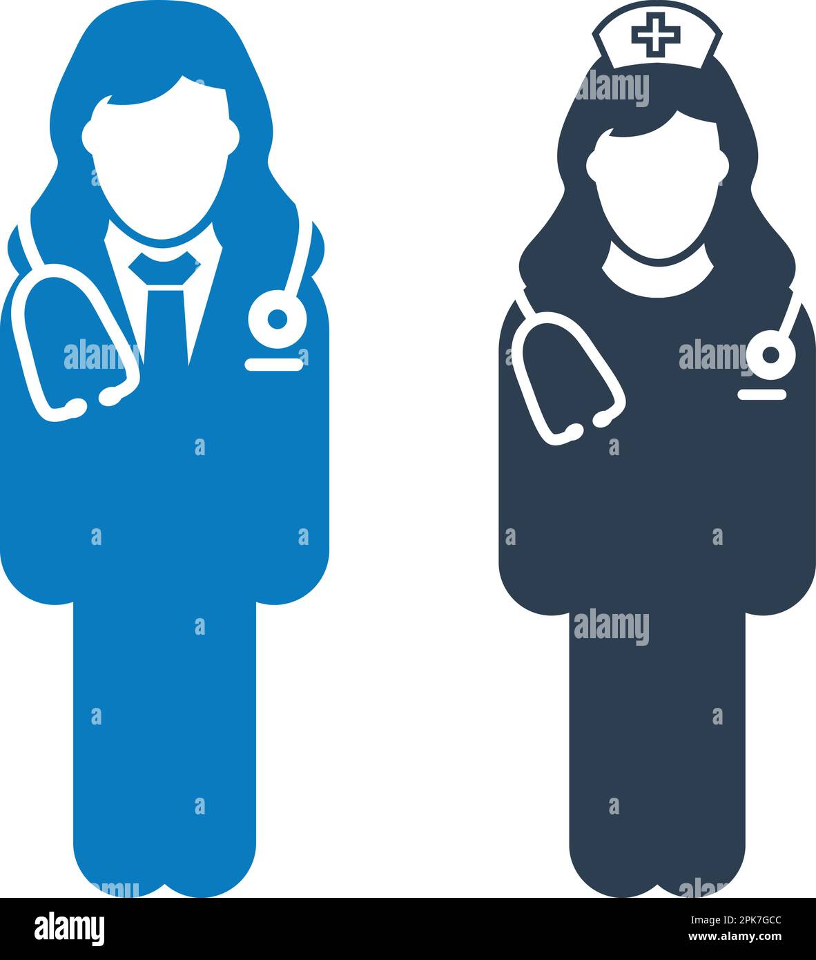 Standing Doctor and nurse icon. Flat style vector EPS Stock Vector ...