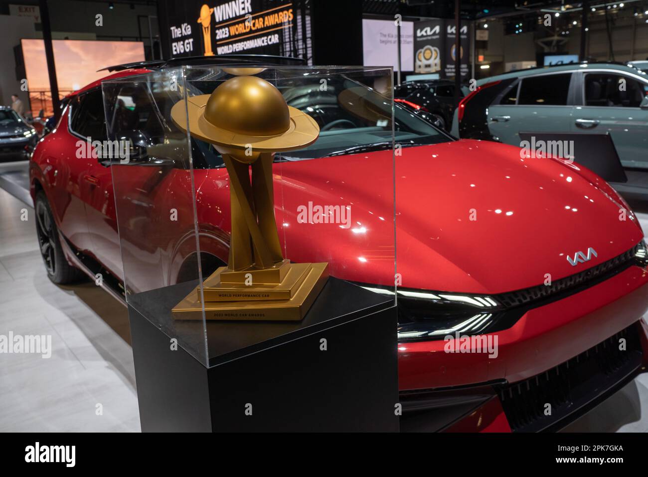 NEW YORK, NEW YORK APRIL 05 2023 World Performance Car winner Kia