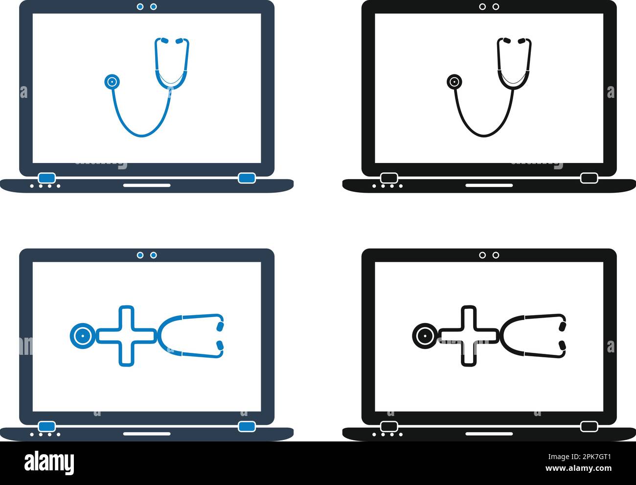 Online Medical Help Icon Set. Flat style vector EPS Stock Vector Image ...
