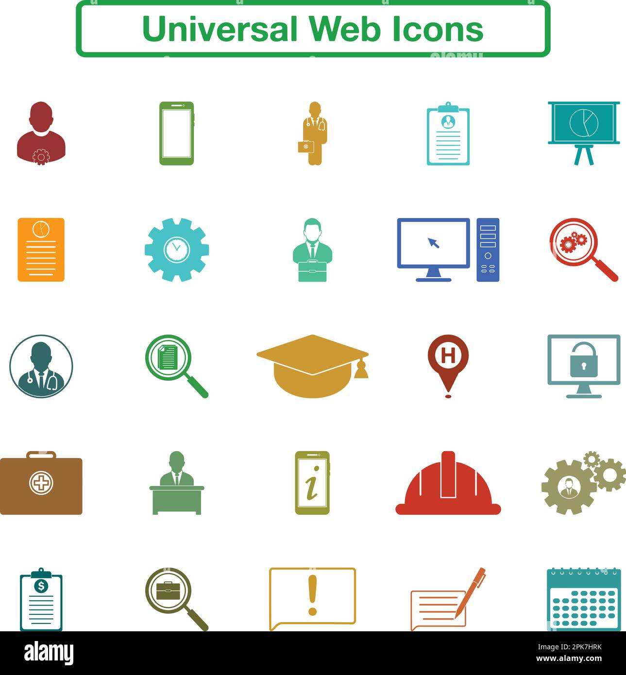 Universal Web Icon Set. Flat style vector EPS. Stock Vector