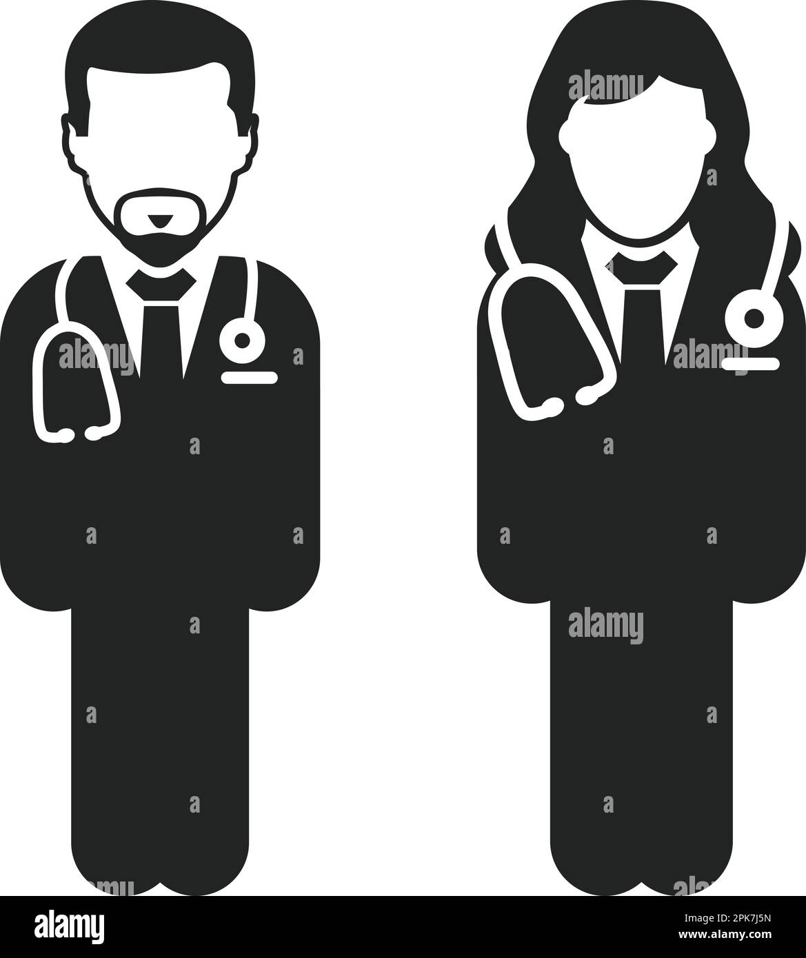Standing male and female doctor icon. Flat style vector EPS Stock ...