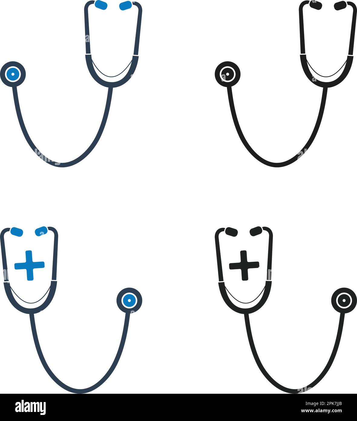 Stethoscope Icon Set. Flat style vector EPS. Stock Vector